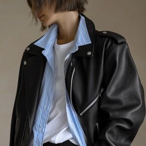 The Frankie Shop Aria Faux Leather Jacket - Black